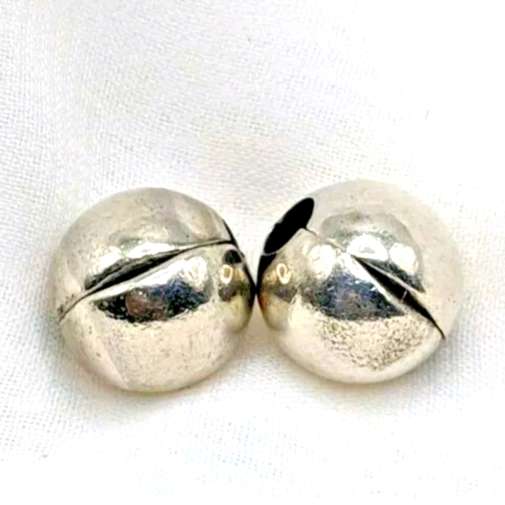 PAIR of Pandora charms clips stoppers " Solid round spheres " #791000FZ